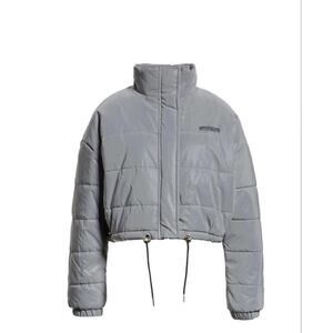 I AM GIA Womens Hersilla Puffer Jacket- Reflective 3M Grey Size XS Kardasian